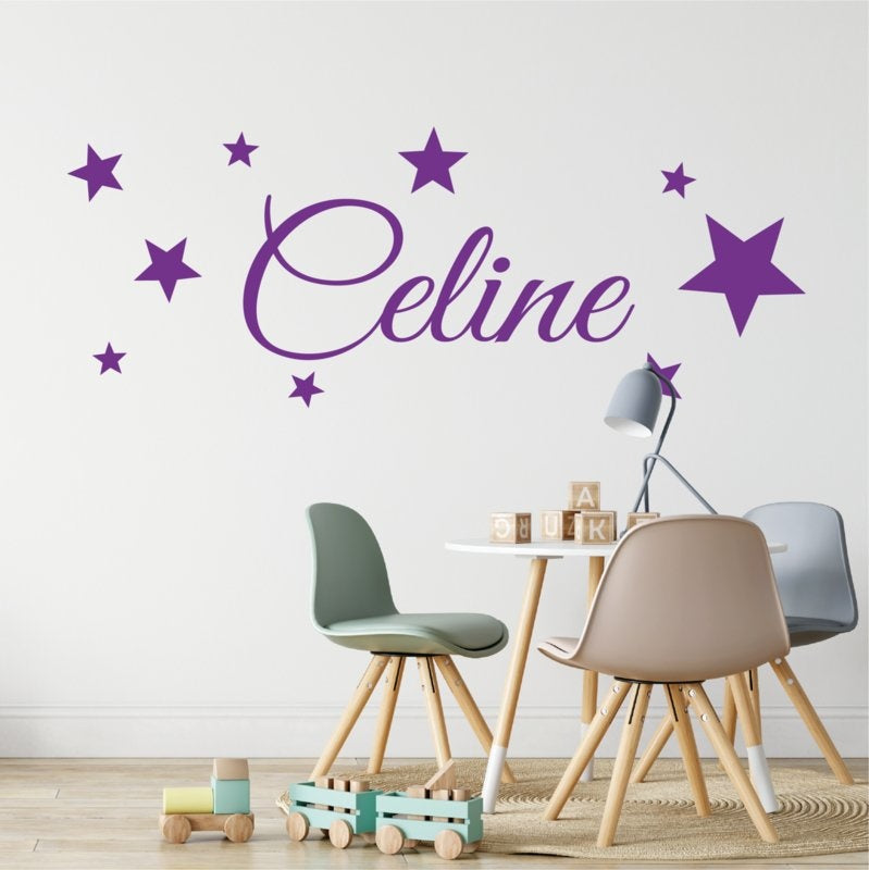 Muursticker naam met sterren babykamer / kinderkamer