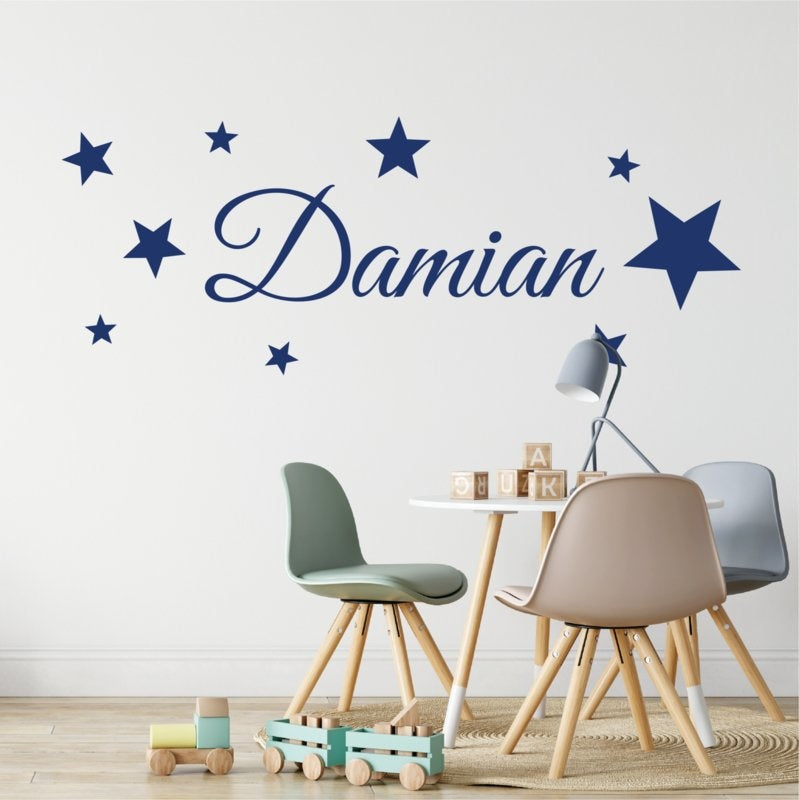 Muursticker naam met sterren babykamer / kinderkamer
