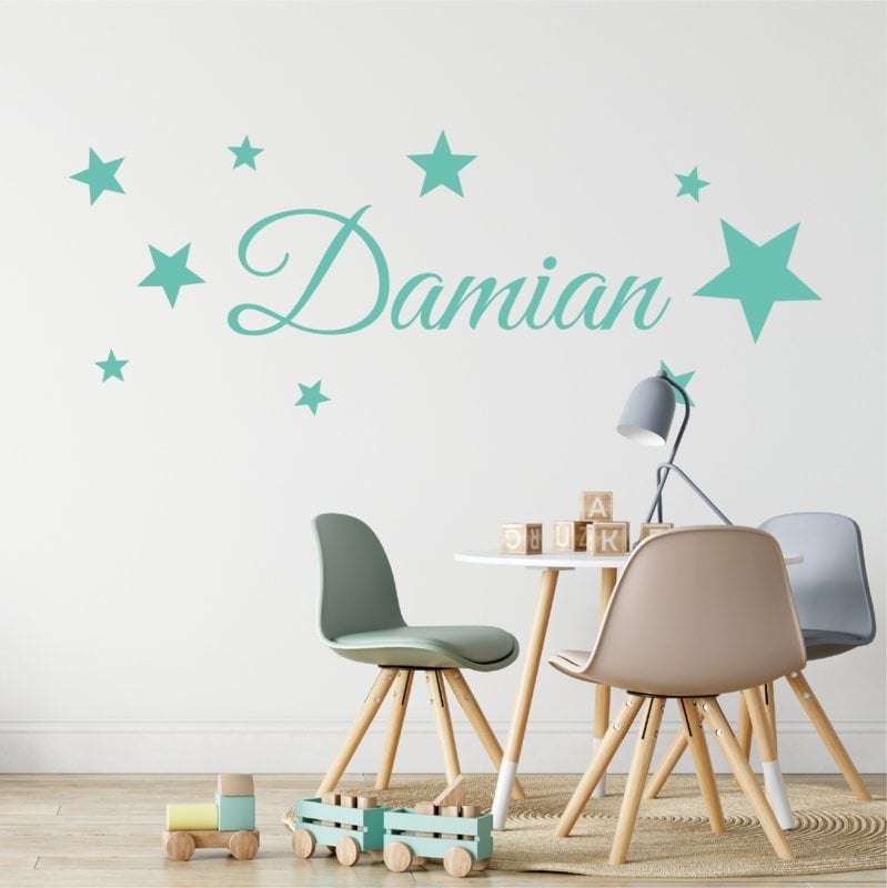 Muursticker naam met sterren babykamer / kinderkamer