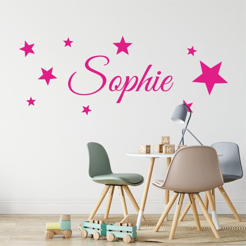 Muursticker naam met sterren babykamer / kinderkamer