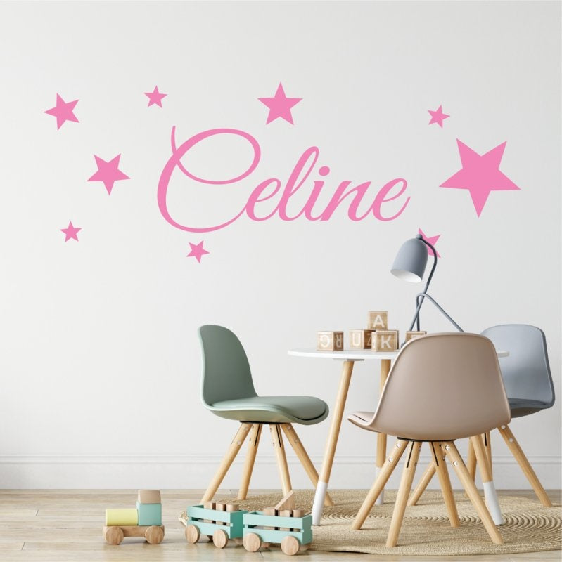 Muursticker naam met sterren babykamer / kinderkamer