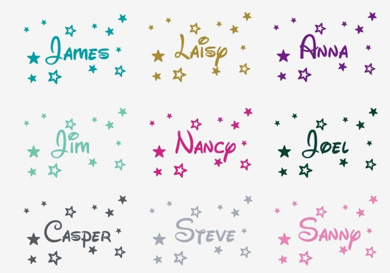 Muursticker naam met sterren Disney kinderkamer