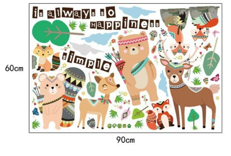 Muursticker nordic indianen dieren - beesten babykamer / kinderkamer