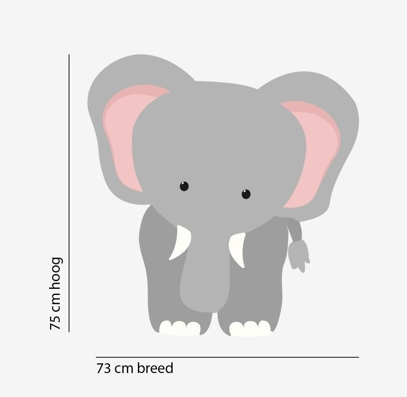 Muursticker olifant jungle babykamer XL