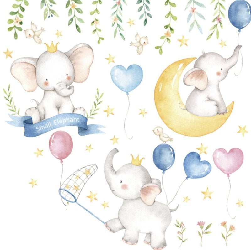 Muursticker olifanten kinderkamer - babykamer