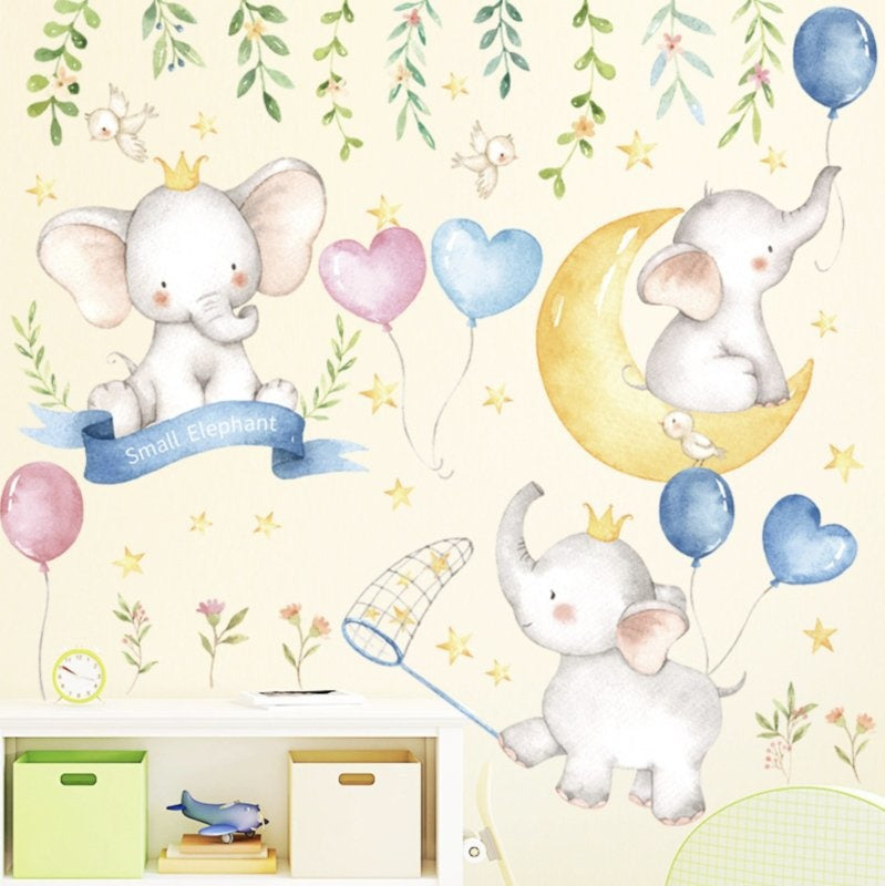 Muursticker olifanten kinderkamer - babykamer