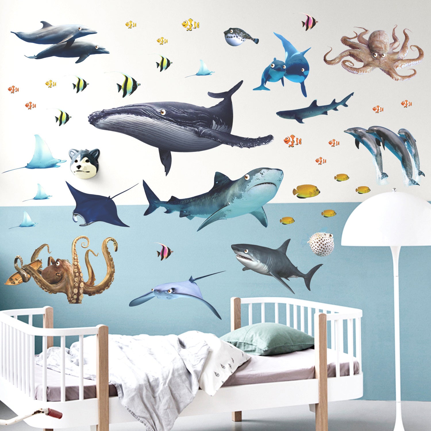 Muursticker zeedieren oceaan set kinderkamer