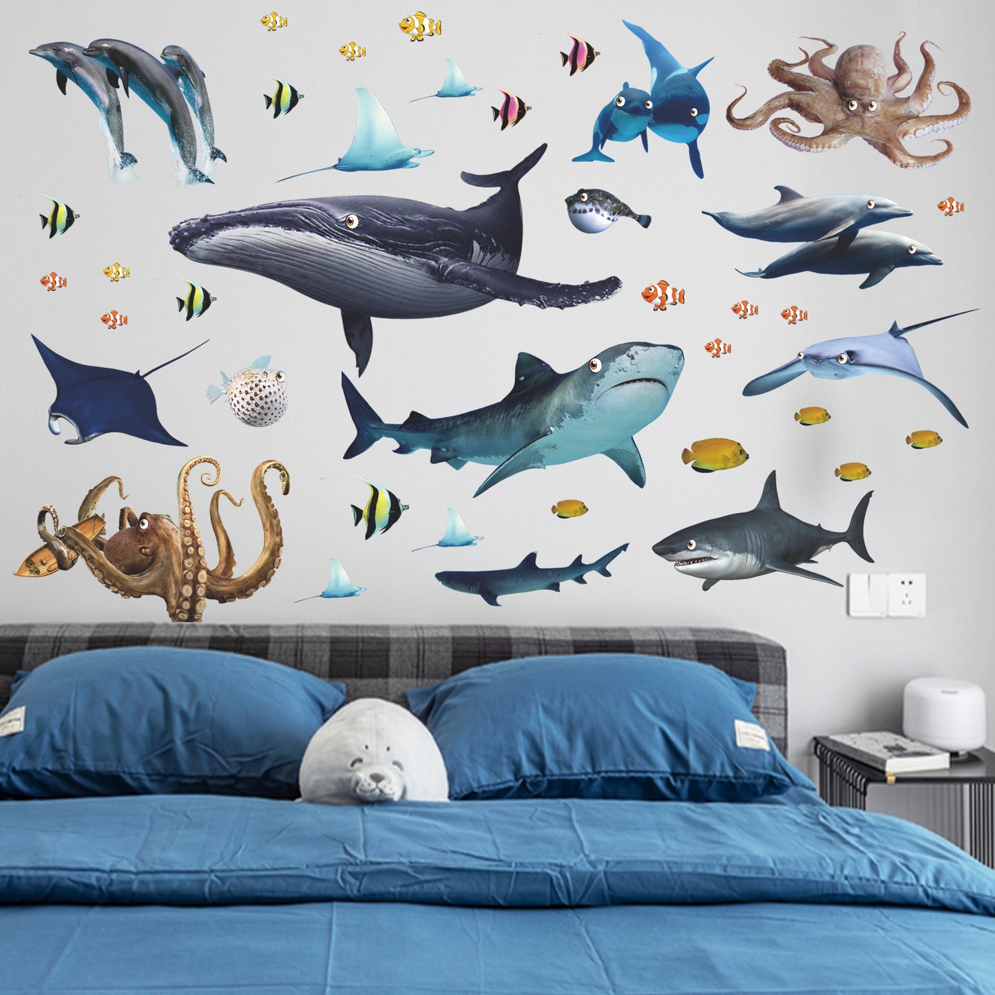 Muursticker zeedieren oceaan set kinderkamer