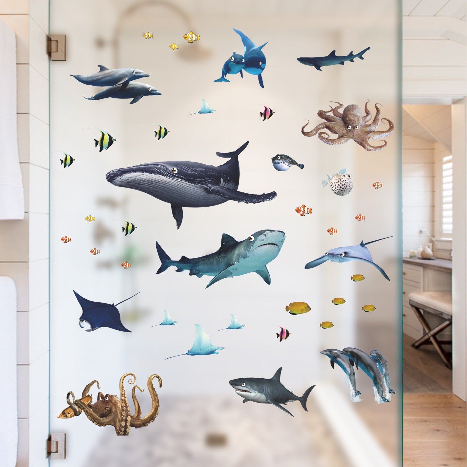 Muursticker zeedieren oceaan set kinderkamer
