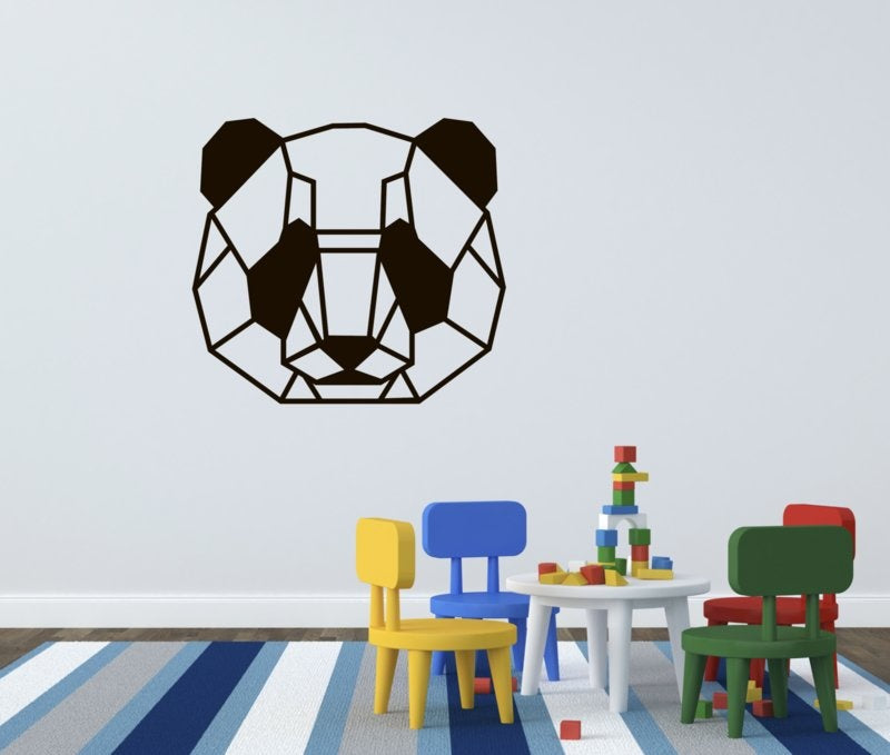 Muursticker panda geometrisch dier kinderkamer