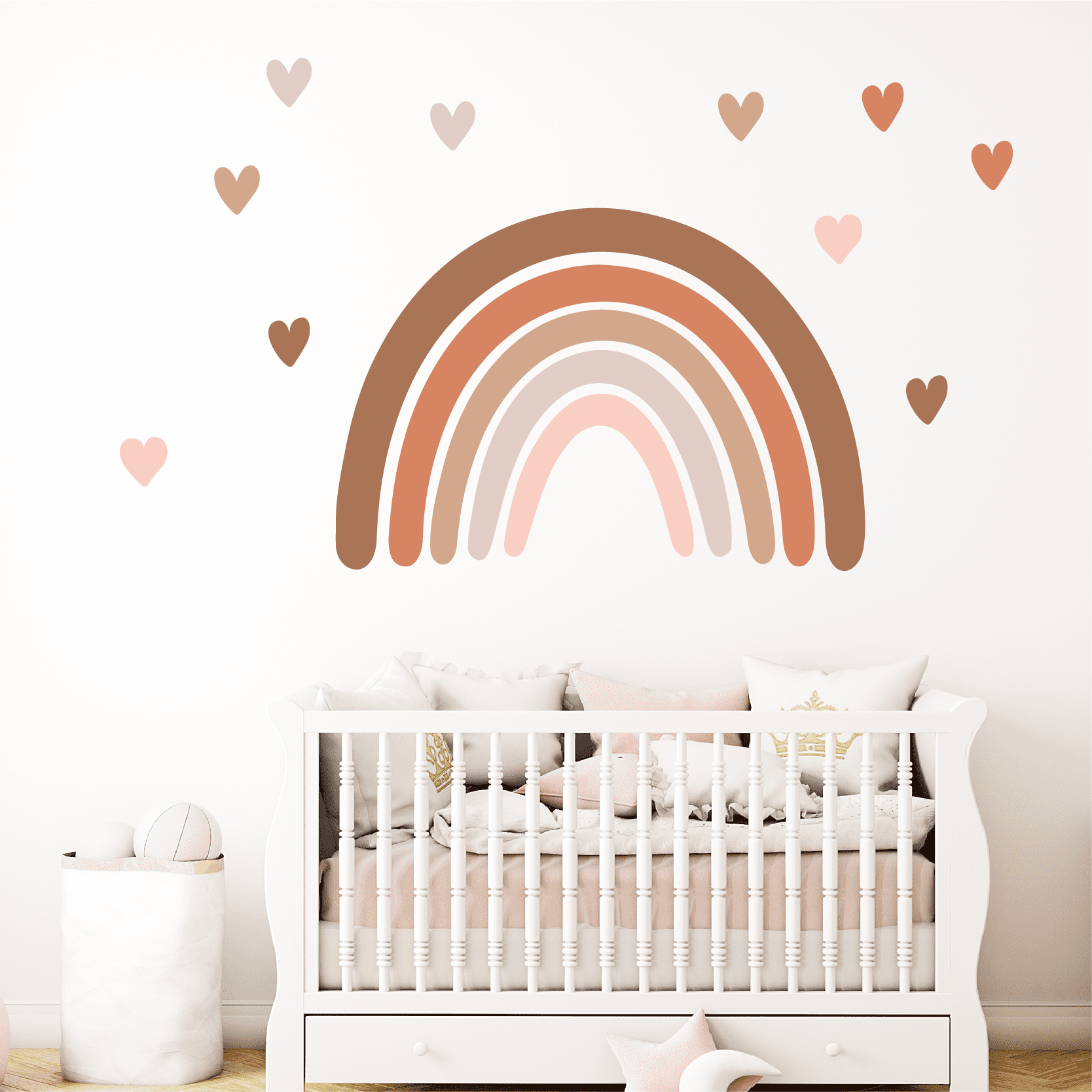 Muursticker regenboog aardetinten kinderkamer