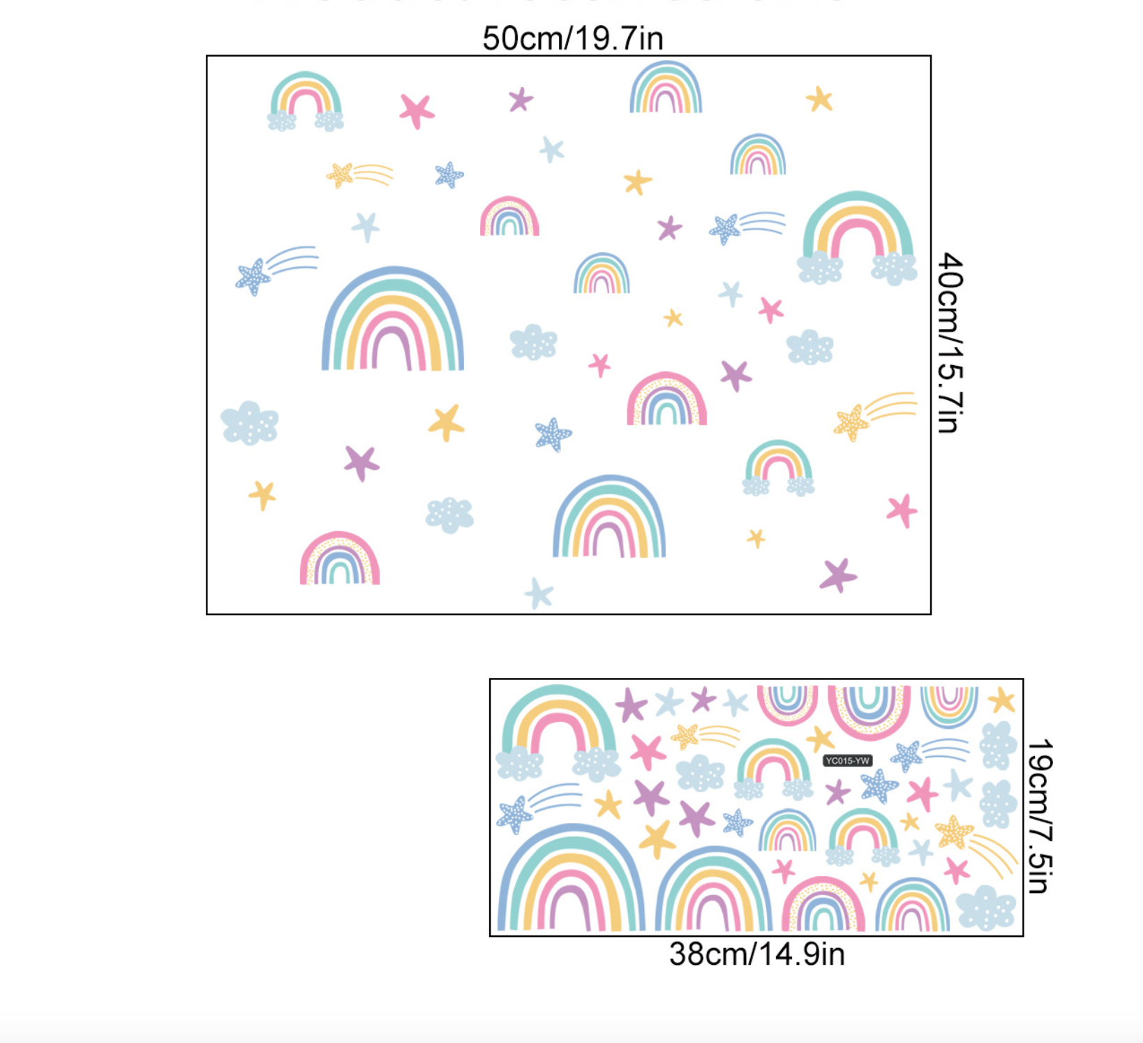 Muursticker regenboog en sterren glow in the dark