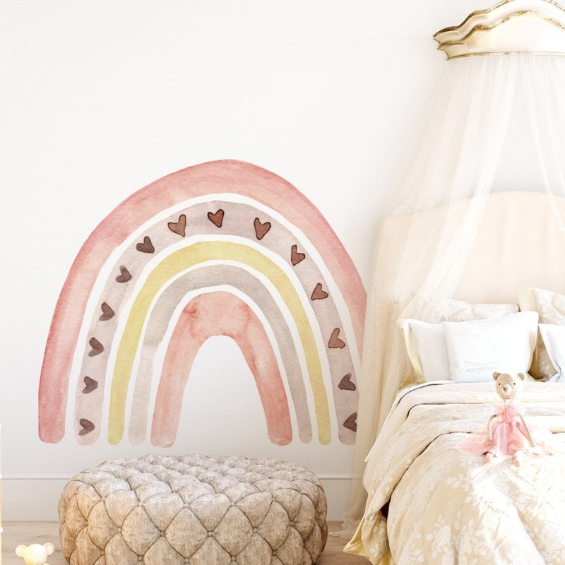 Muursticker regenboog hartjes kinderkamer