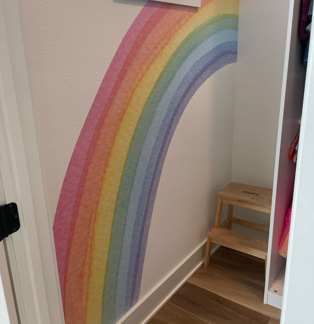 Muursticker aquarel regenboog XXL kinderkamer