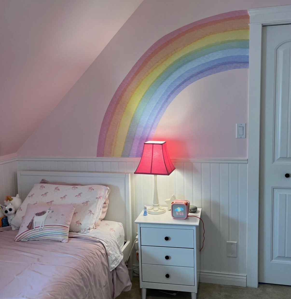Muursticker aquarel regenboog XXL kinderkamer