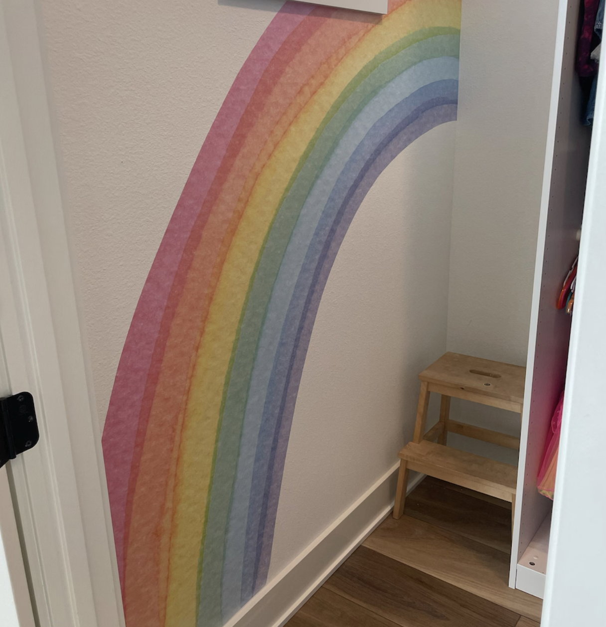 Muursticker aquarel regenboog XXL kinderkamer