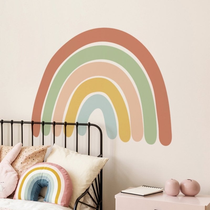 Muursticker regenboog kinderkamer retro kleuren