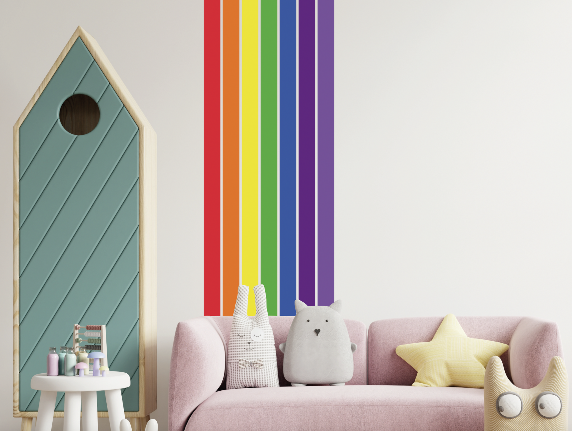 Muursticker regenboog strepen XL kinderkamer