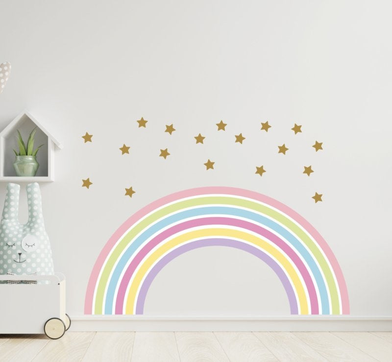 Muursticker regenboog unicorn stijl kinderkamer