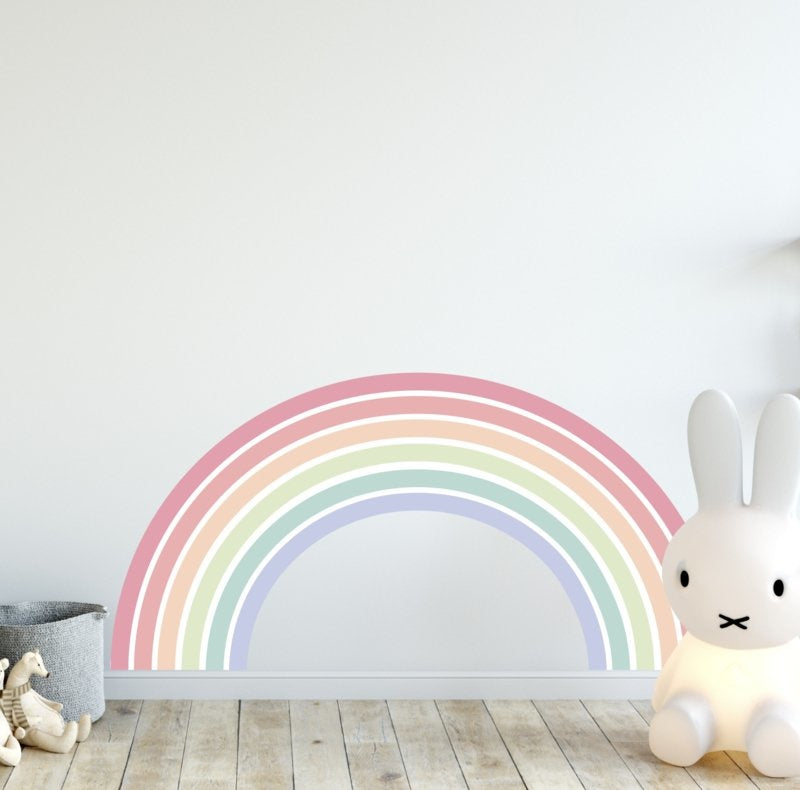Muursticker regenboog XL  zachte kleuren kinderkamer 170cm x81,5cm