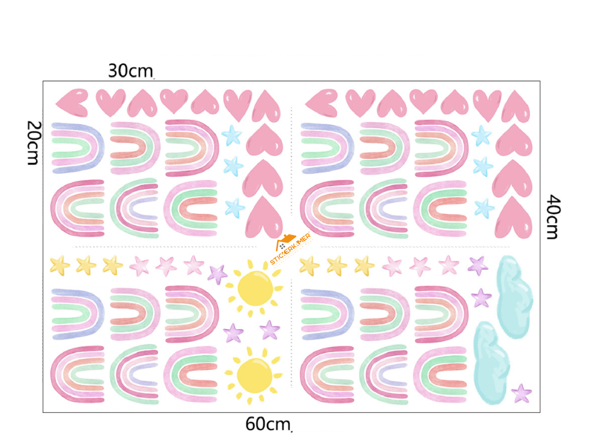 Muurstickers regenbogen en hartjes