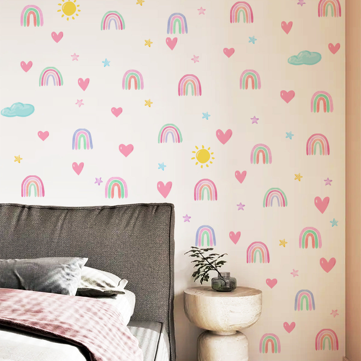 Muurstickers regenbogen en hartjes