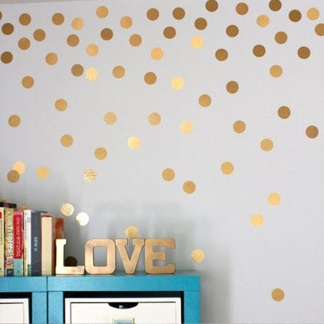 Muursticker stippen goud / polka dots kinderkamer - babykamer