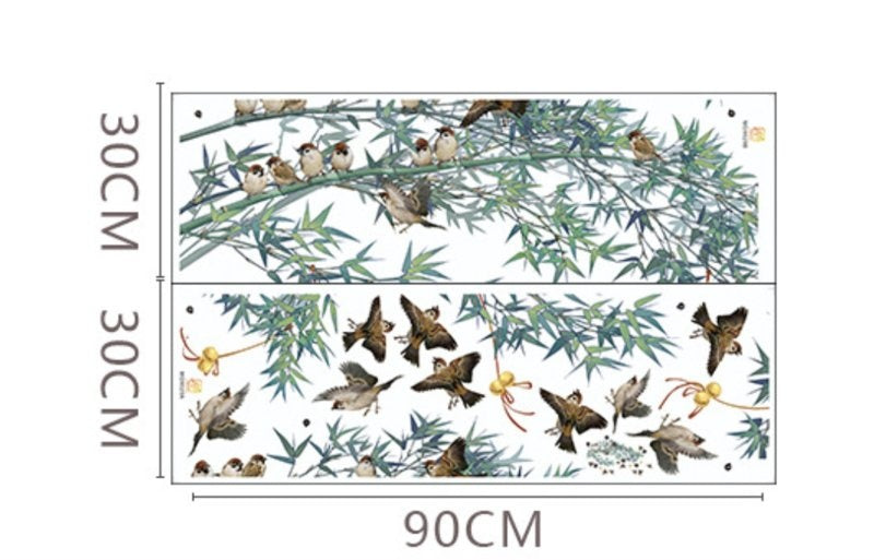 Muursticker tak met huismussen wanddecoratie