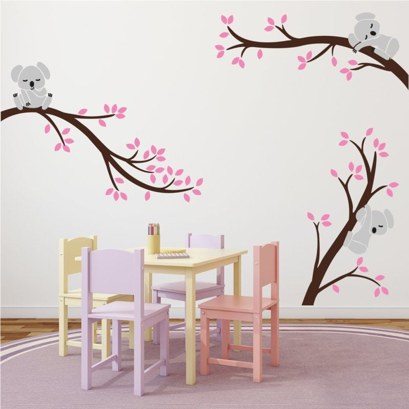 Muursticker takken met koala's kinderkamer meisjeskamer