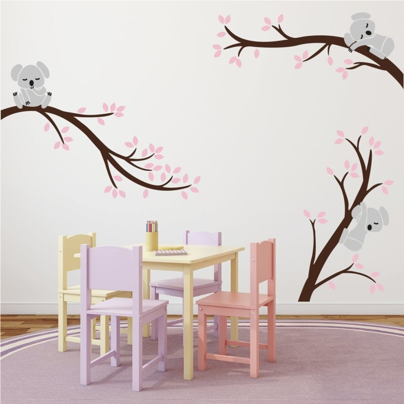 Muursticker takken met koala's kinderkamer meisjeskamer