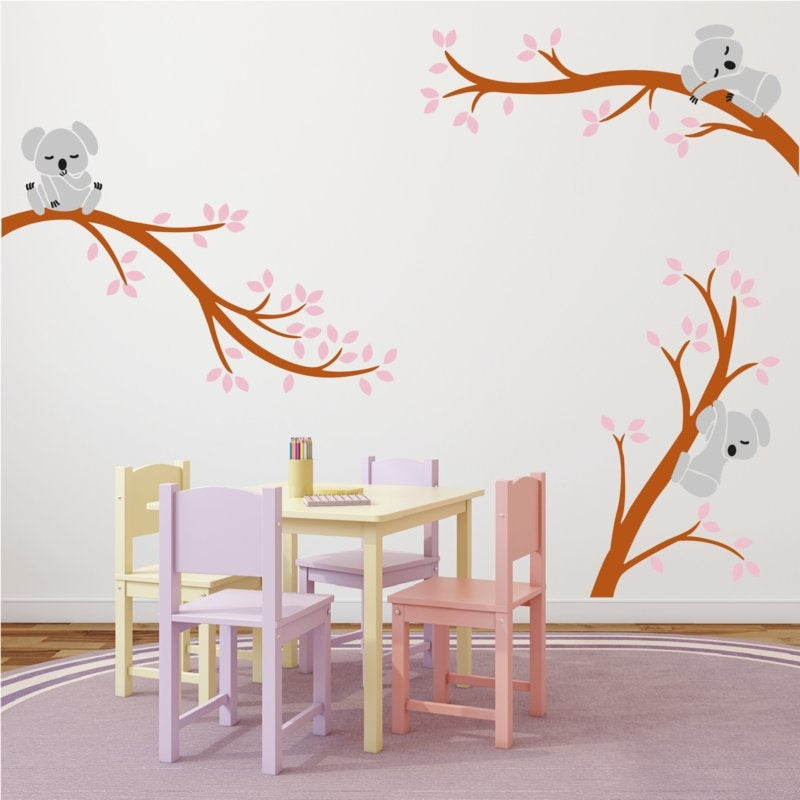 Muursticker takken met koala's kinderkamer meisjeskamer