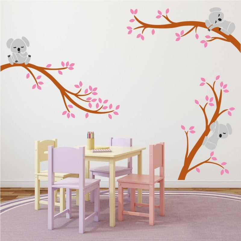 Muursticker takken met koala's kinderkamer meisjeskamer