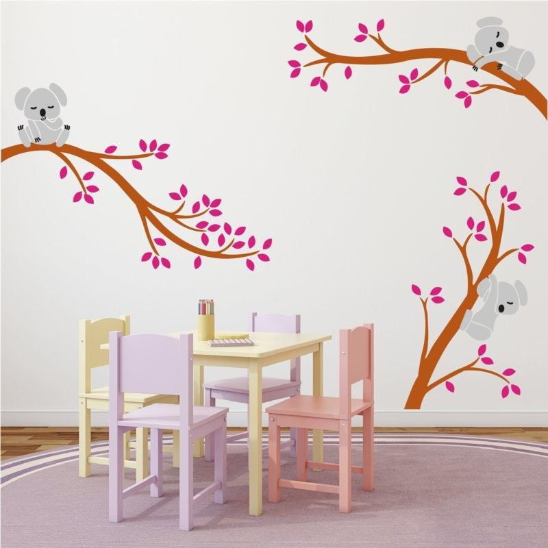 Muursticker takken met koala's kinderkamer meisjeskamer
