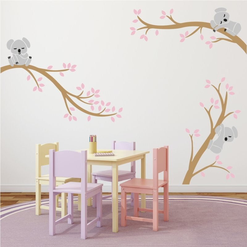 Muursticker takken met koala's kinderkamer meisjeskamer