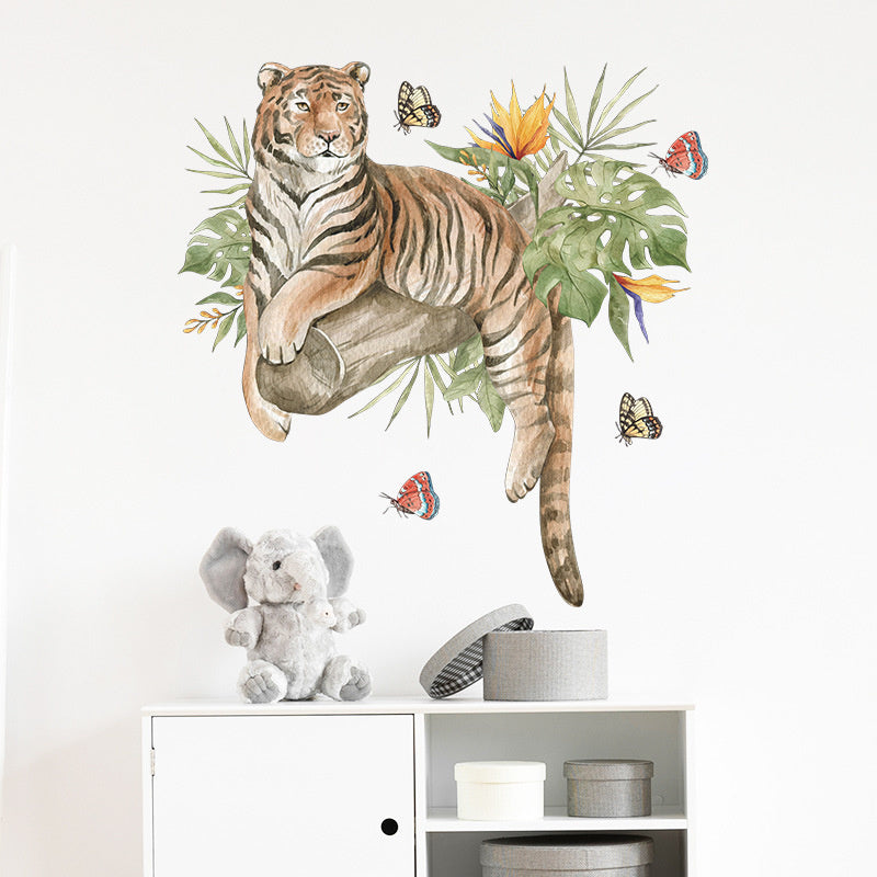 Muursticker tijger op tak jungle kinderkamer