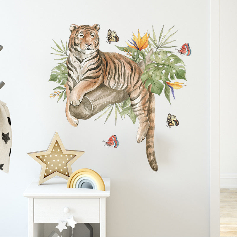 Muursticker tijger op tak jungle kinderkamer