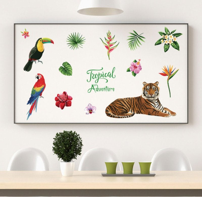 Muursticker tropische jungle beesten mix kinderkamer / babykamer