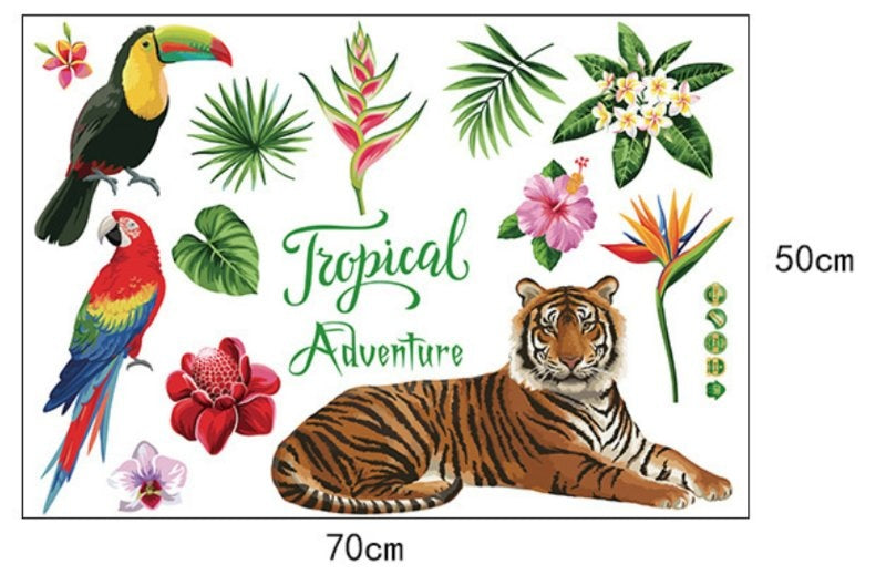 Muursticker tropische jungle beesten mix kinderkamer / babykamer