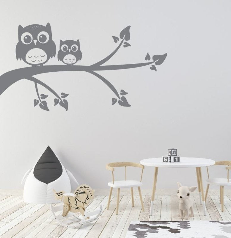 Muursticker uilen op tak babykamer en kinderkamer