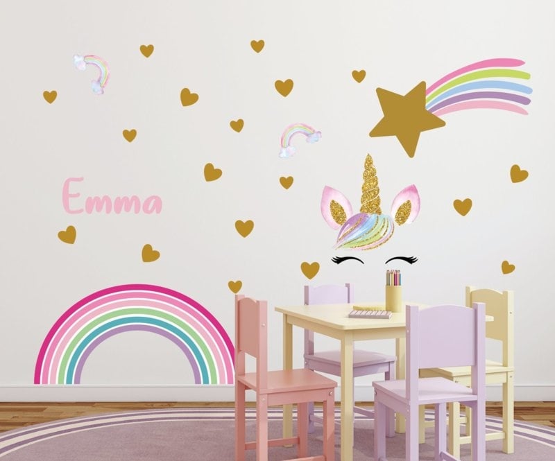 Muursticker unicorn complete set XL kinderkamer meisjes