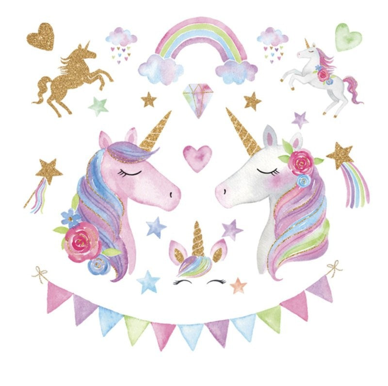 Muursticker unicorn / eenhoorn set kinderkamer