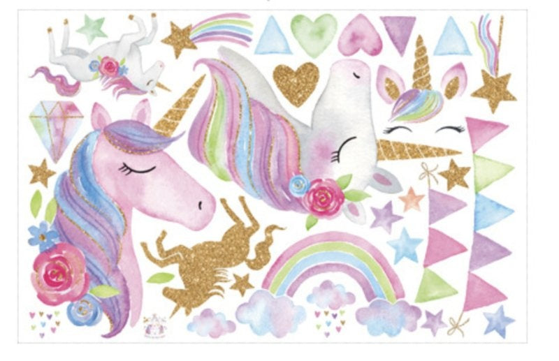 Muursticker unicorn / eenhoorn set kinderkamer