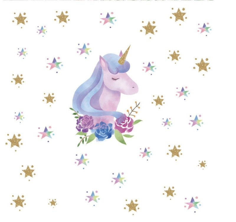 Muursticker unicorn - eenhoorn sterren kinderkamer meisjes