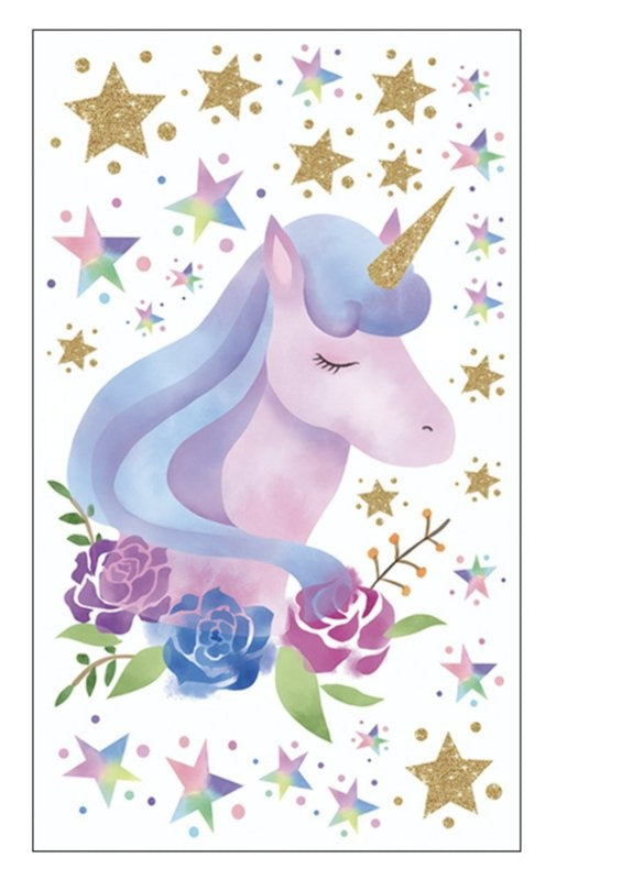 Muursticker unicorn - eenhoorn sterren kinderkamer meisjes