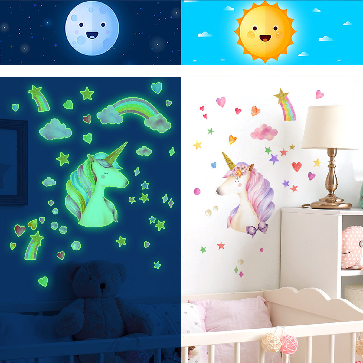 Muursticker Glow in the dark Unicorn