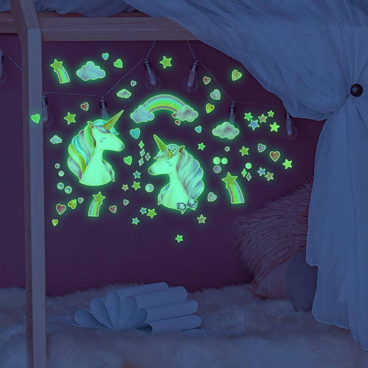 Muursticker Glow in the dark Unicorn