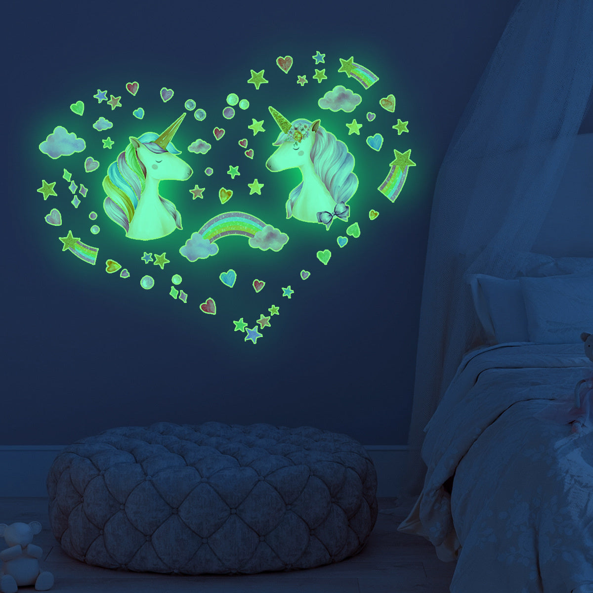 Muursticker Glow in the dark Unicorn