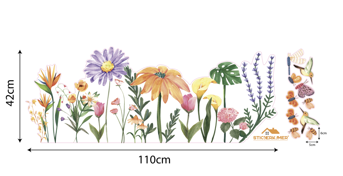 Muursticker veldbloemen