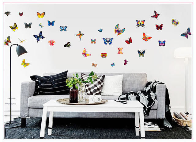 Muursticker vlinders set kleurrijk