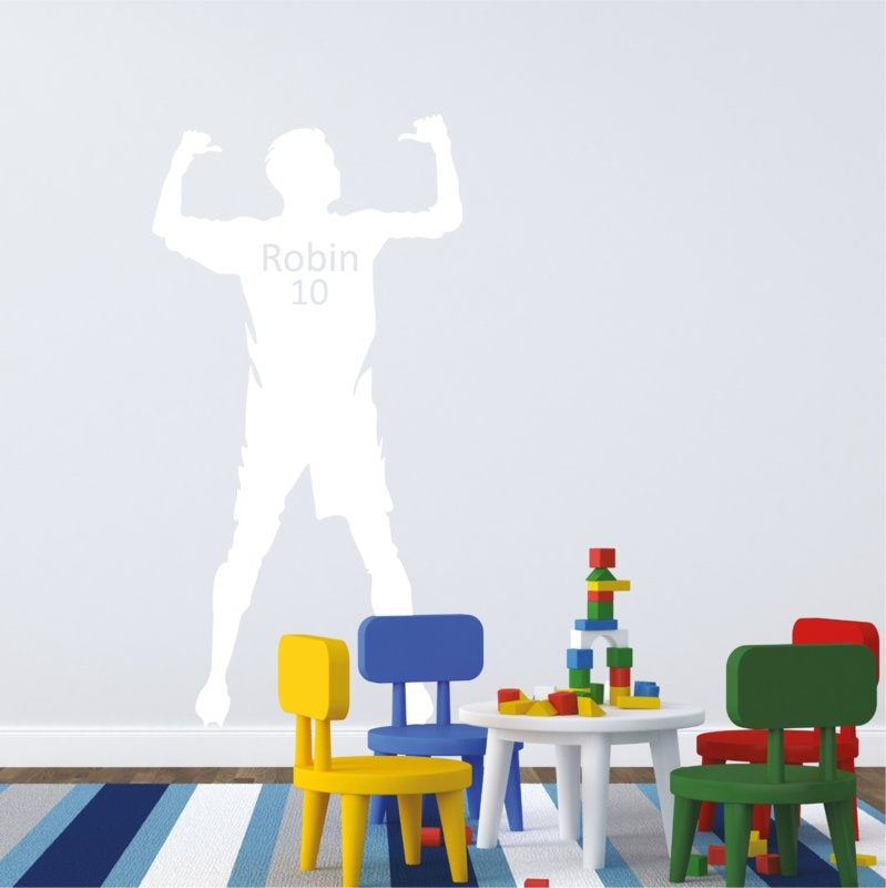 Muursticker voetbal met naam jongenskamer / kinderkamer